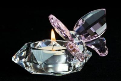 Świecznik kryształowy z motylkiem Scandia